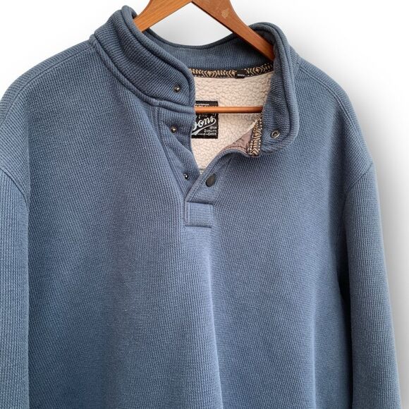 Jeremiah and Sons Men's Blue Mock Neck Sherpa Lined Pullover Henley Top Size XXL - Picture 1 of 14